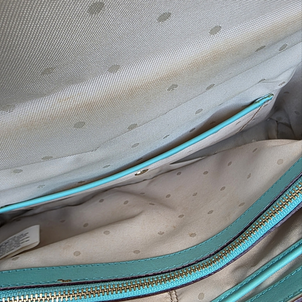Kate Spade Teal Shoulder Purse Crossbody With Turn Lock Opening - Picture 4 of 9